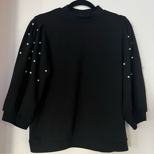 Vero Moda Pearl Balloon Sleeve Embellished Sweatshirt, Size XL